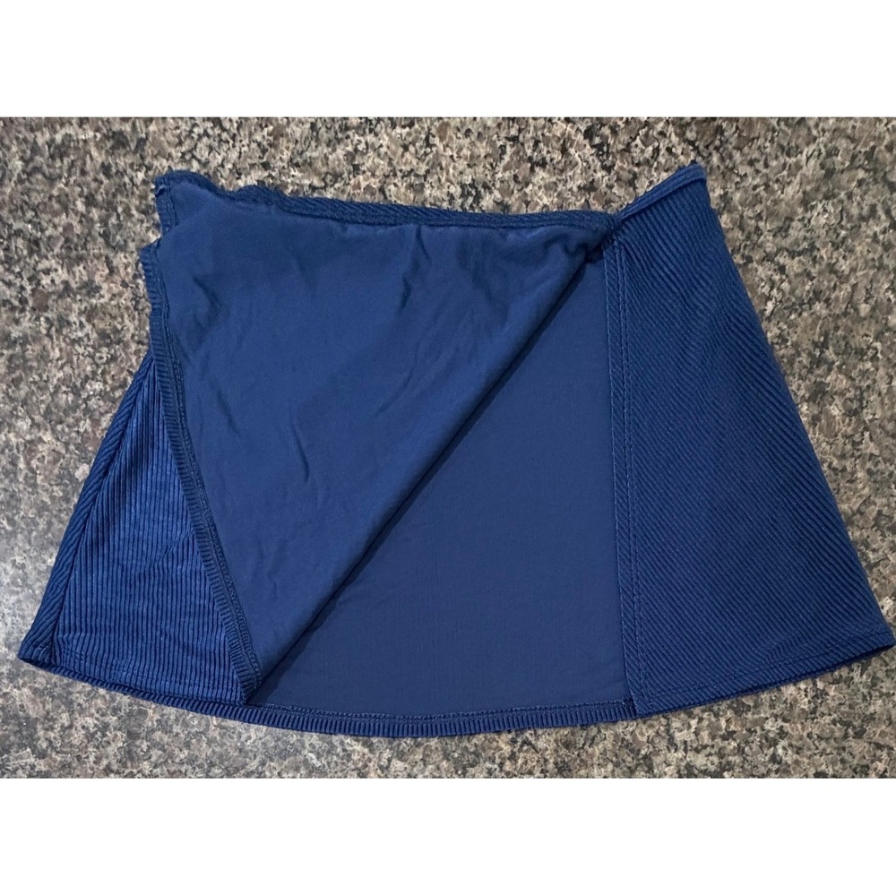 Catalina Womens Navy Blue Ribbed Swim Skirt Wrap Front Size Large B34 - Picture 2 of 7